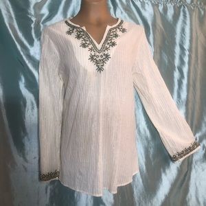 Ethnic embellishes &embroidered tunic top, XL